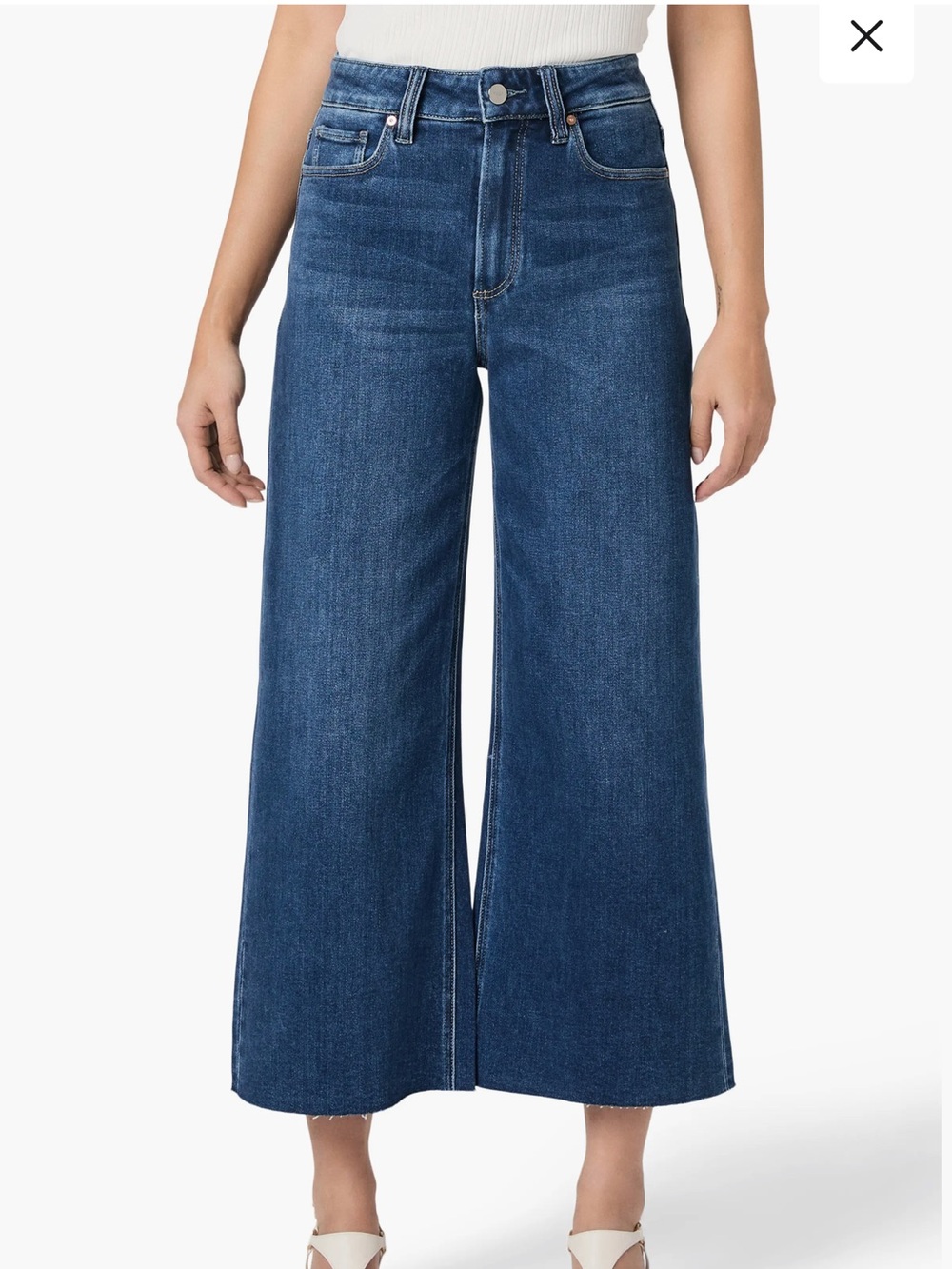 PAIGE Anessa Raw Hem Wide Crop Ankle Jeans in Indigo